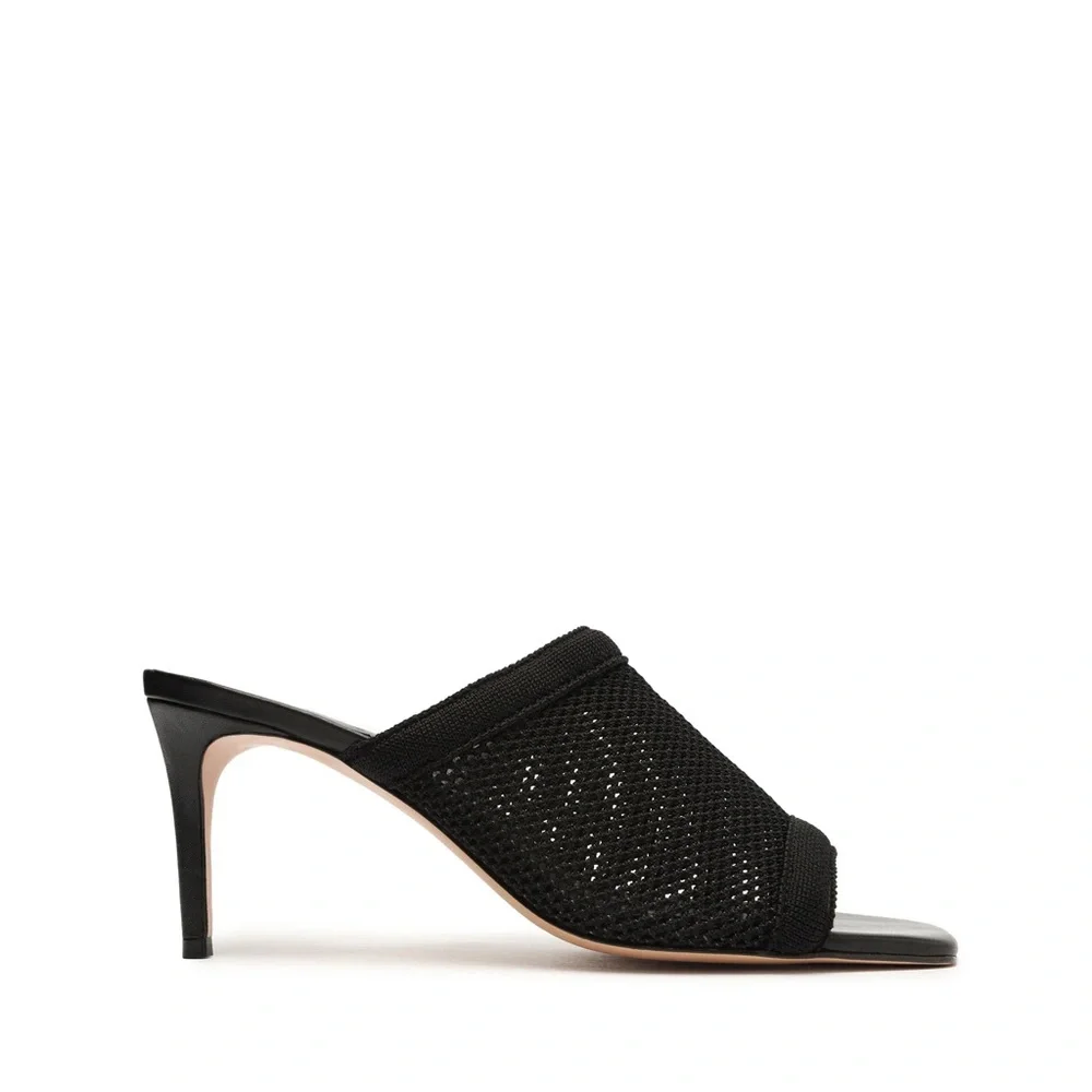 Schutz SINARA KNIT SANDAL Black Heels Leather Size 7.5 - Picture 1 of 9